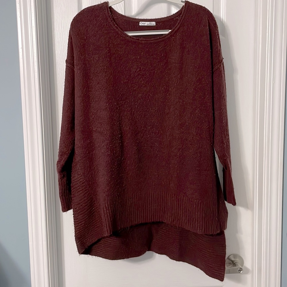 Dex Asymmetrical Burgundy Sweater